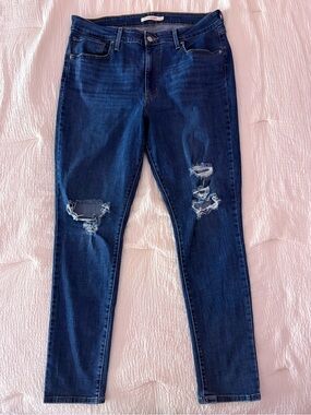 Levi Dark Blue High Rise  Distressed Women’s Jeans